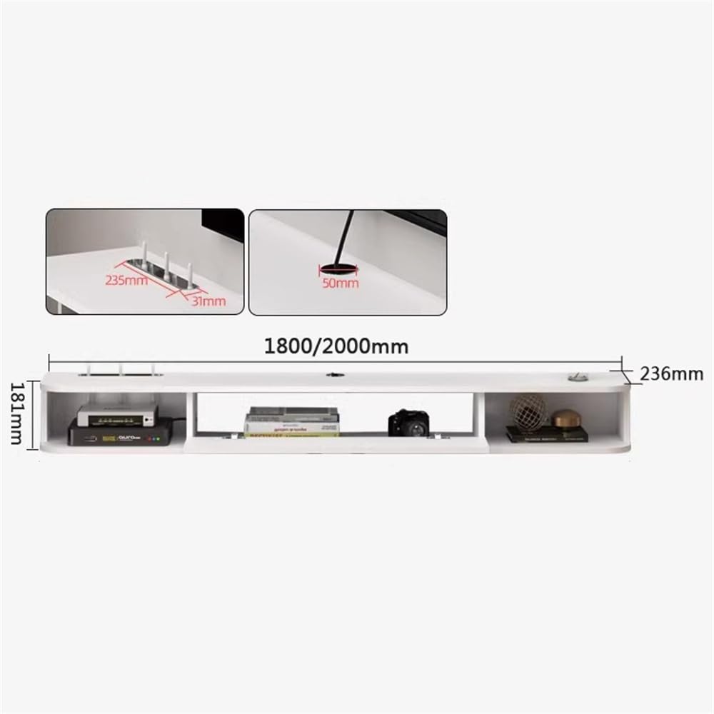 White Wall Mounted Floating TV Cabinet with Shelves U698124
