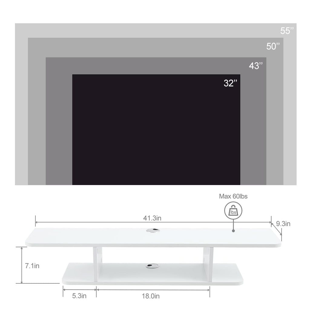 White Floating Wall Mounted TV Stand with Storage H27754