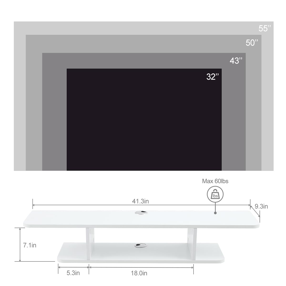 White Floating Wall Mounted TV Stand with Storage H27754
