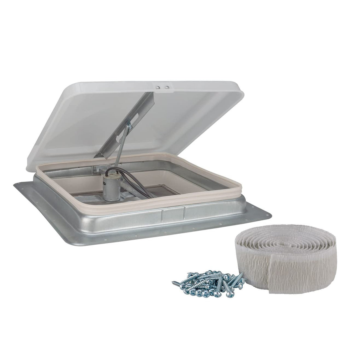 14" RV Roof Vent Kit with 12 Volt Fan White 1 Pack Z1480