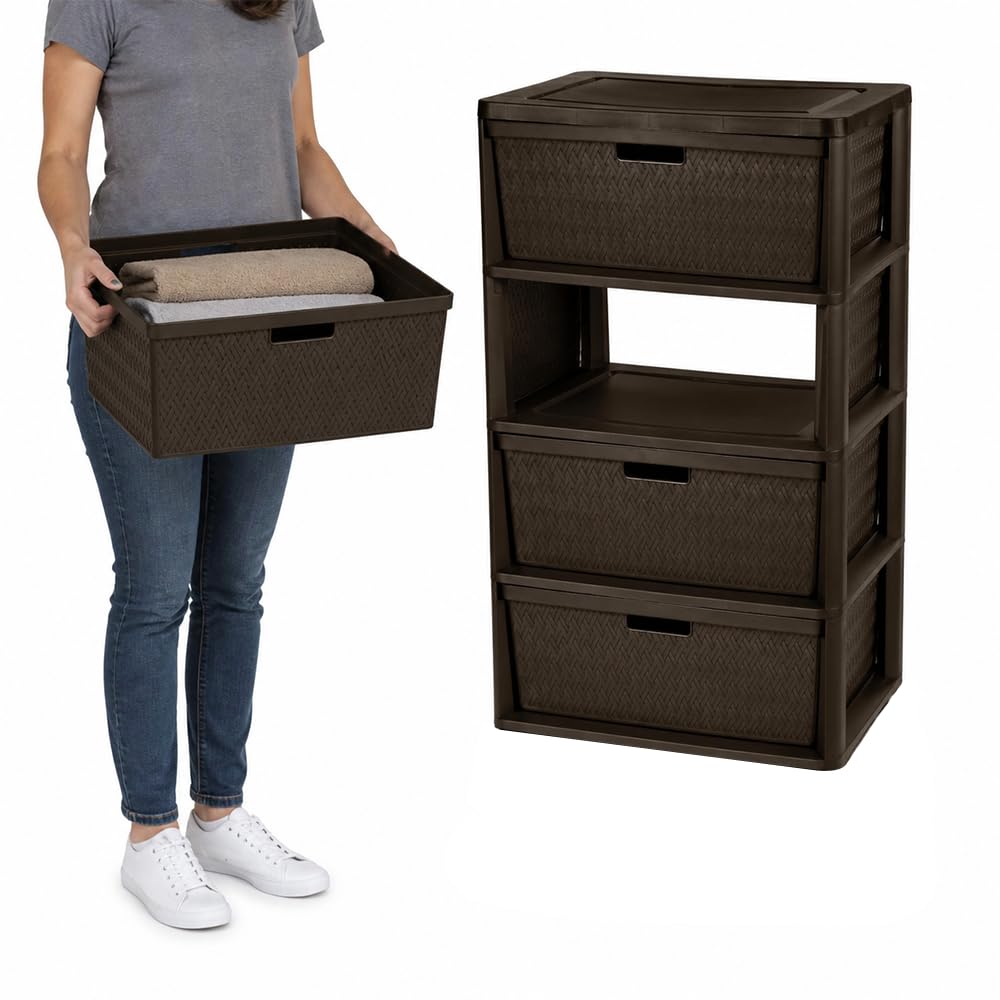 Brown 4 Drawer Plastic Storage Organizer N824598