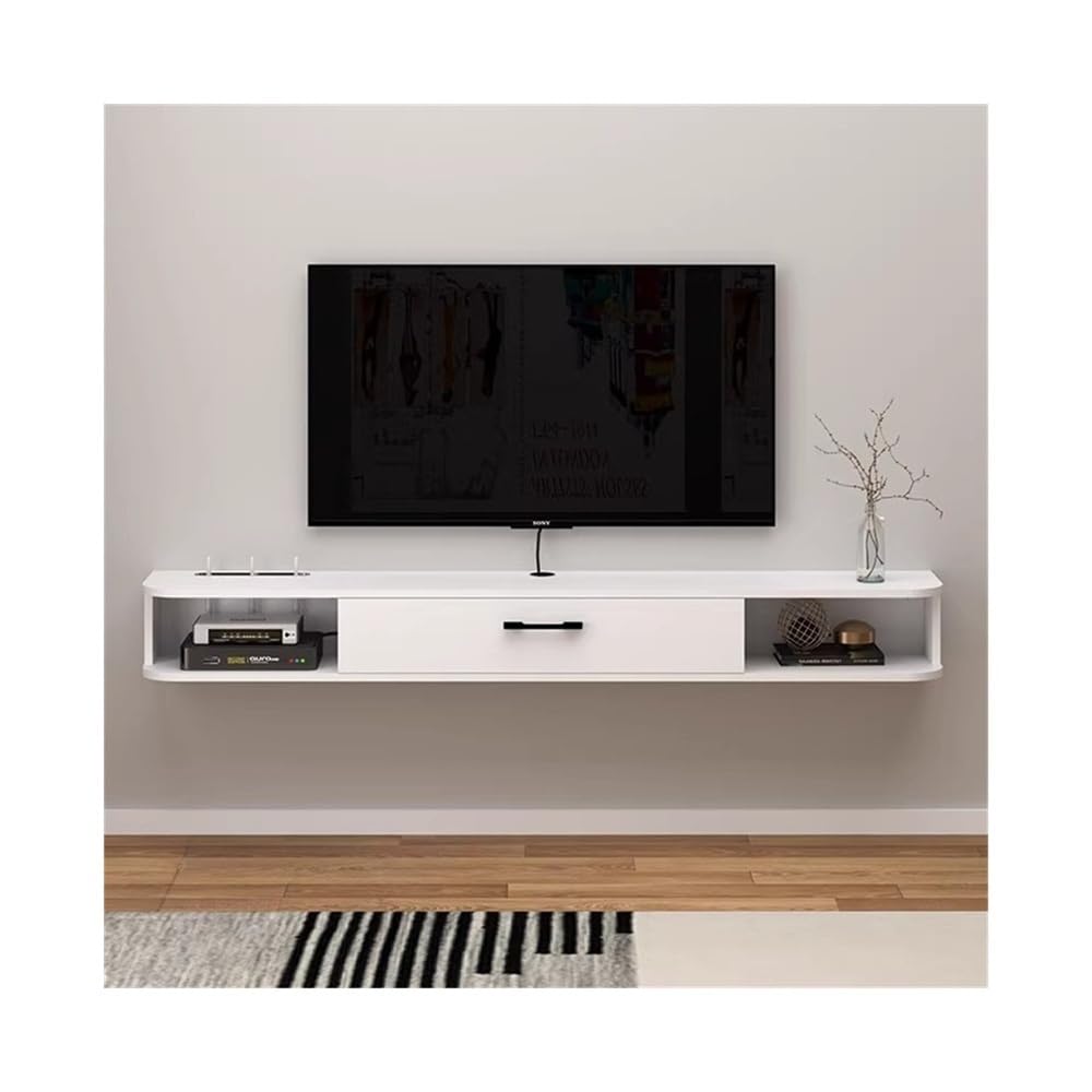 White Wall Mounted Floating TV Cabinet with Shelves U698124