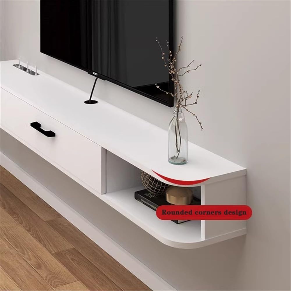 White Wall Mounted Floating TV Cabinet with Shelves U698124