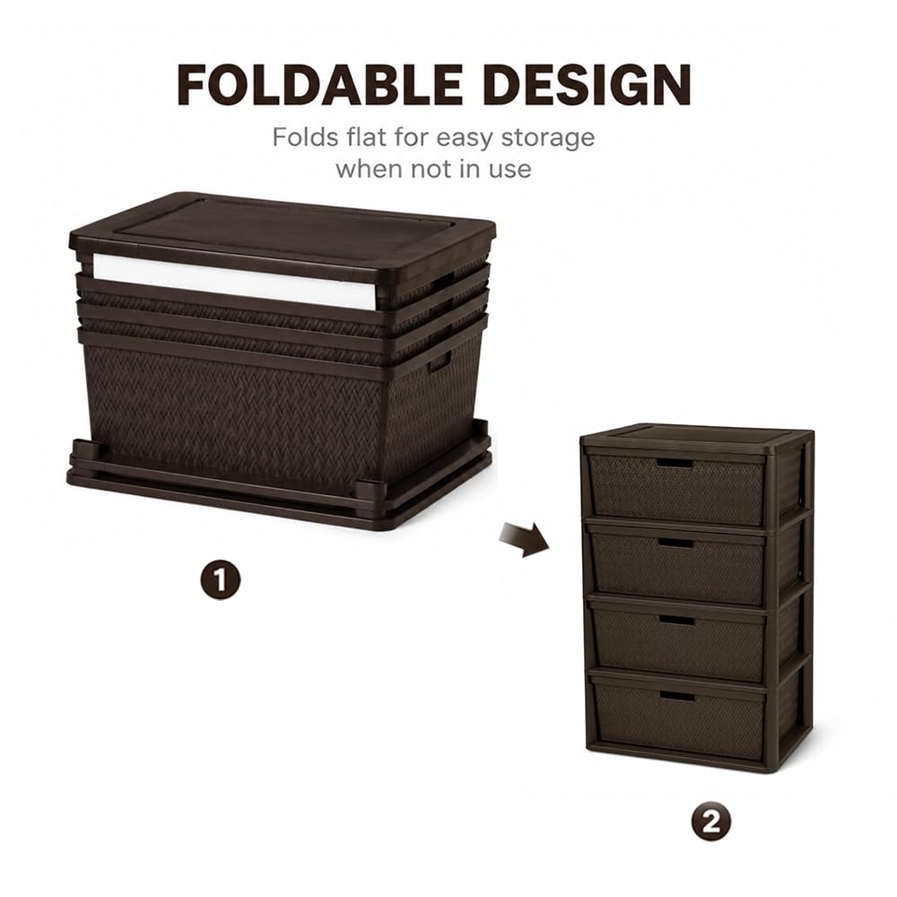 Brown 4 Drawer Plastic Storage Organizer N824598