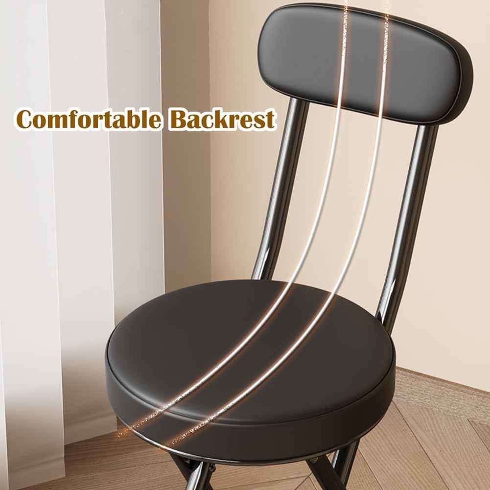 Folding Bar Stool with Backrest 18 inch Black D513
