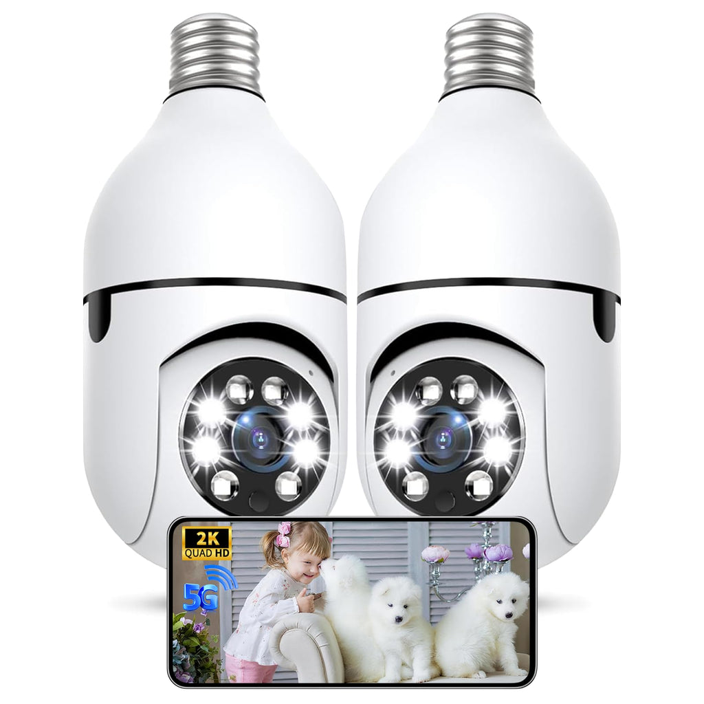 2K 5GHz & 2.4GHz WiFi Light Bulb Security Camera 360° PTZ C63448