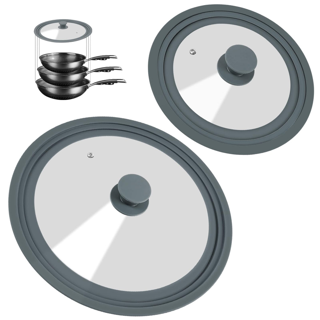 2 Pack Silicone Tempered Glass Universal Lid for Pots Pans and Skillets R251564
