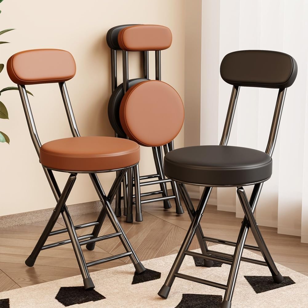 Folding Bar Stool with Backrest 18 inch Black D513