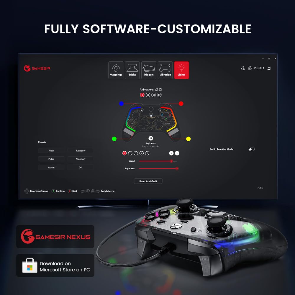 Wired Gaming Controller with Hall Effect Joysticks Y7228