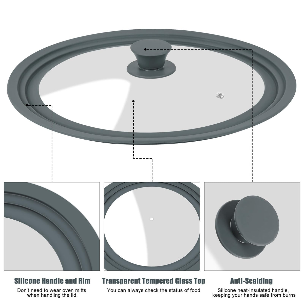 2 Pack Silicone Tempered Glass Universal Lid for Pots Pans and Skillets R251564