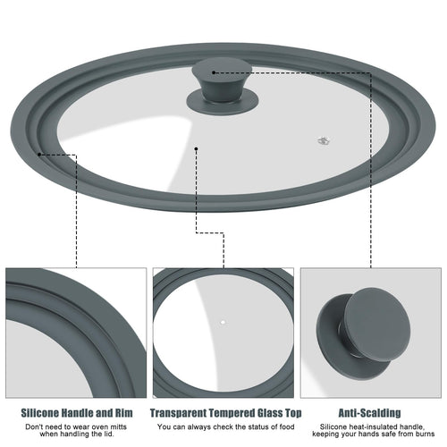 2 Pack Silicone Tempered Glass Universal Lid for Pots Pans and Skillets R251564
