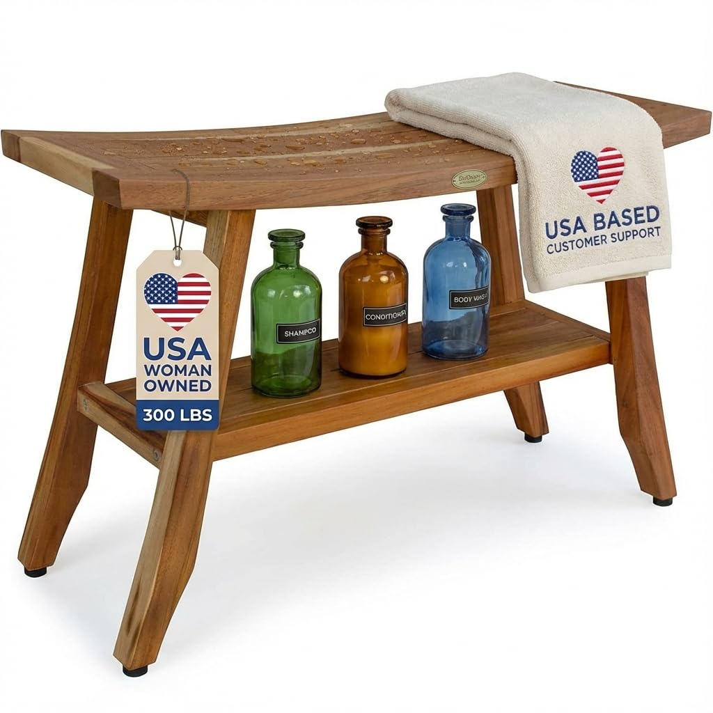 34-Inch Natural Teak Shower Bench F3969