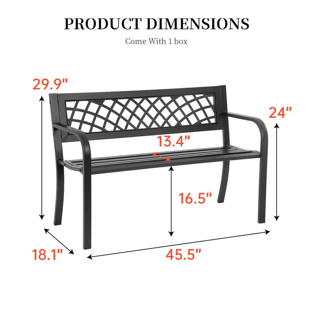 Black Outdoor Garden Bench W3579