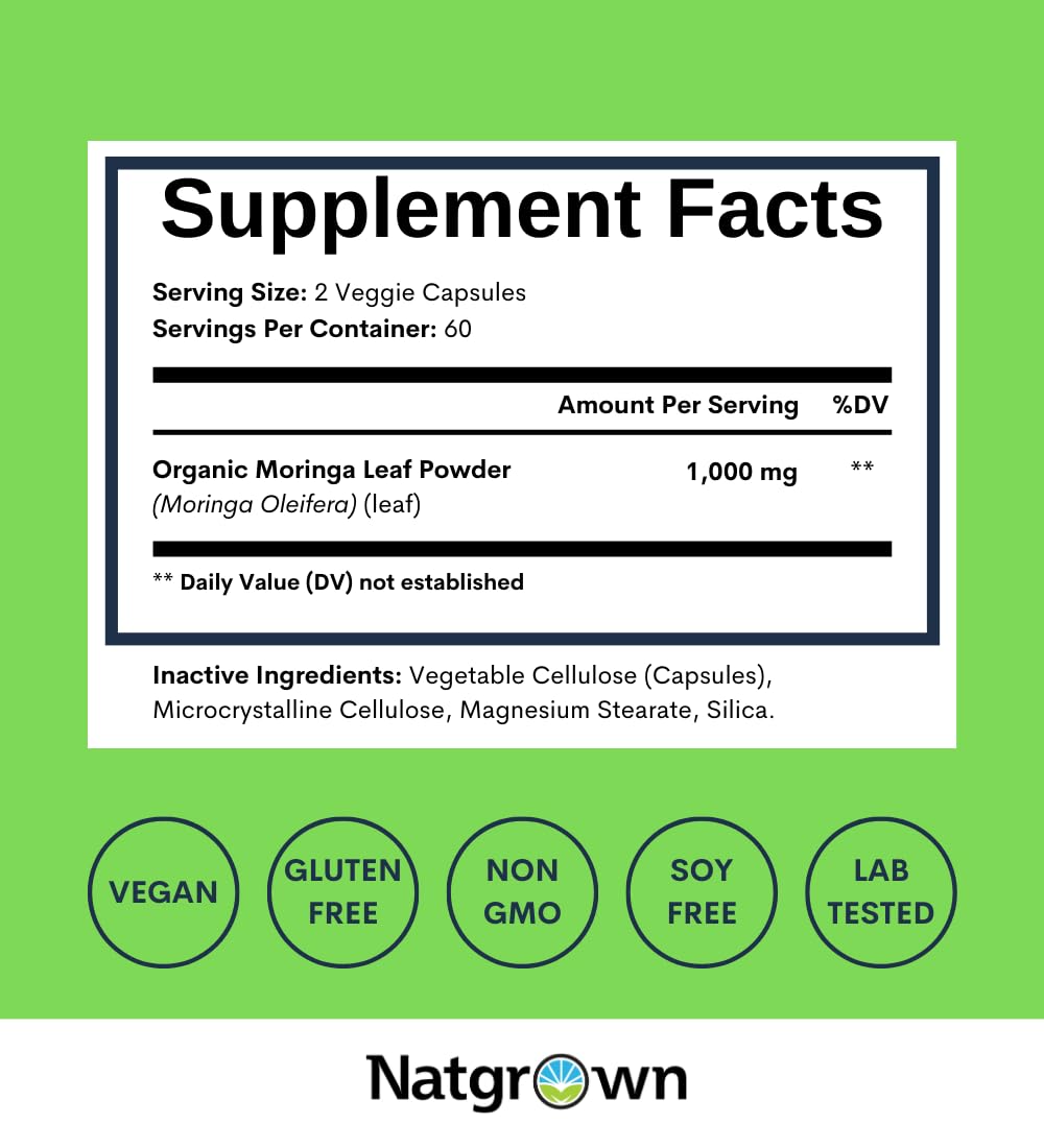 Organic Moringa 1000 mg 120 Ct Capsules N553872
