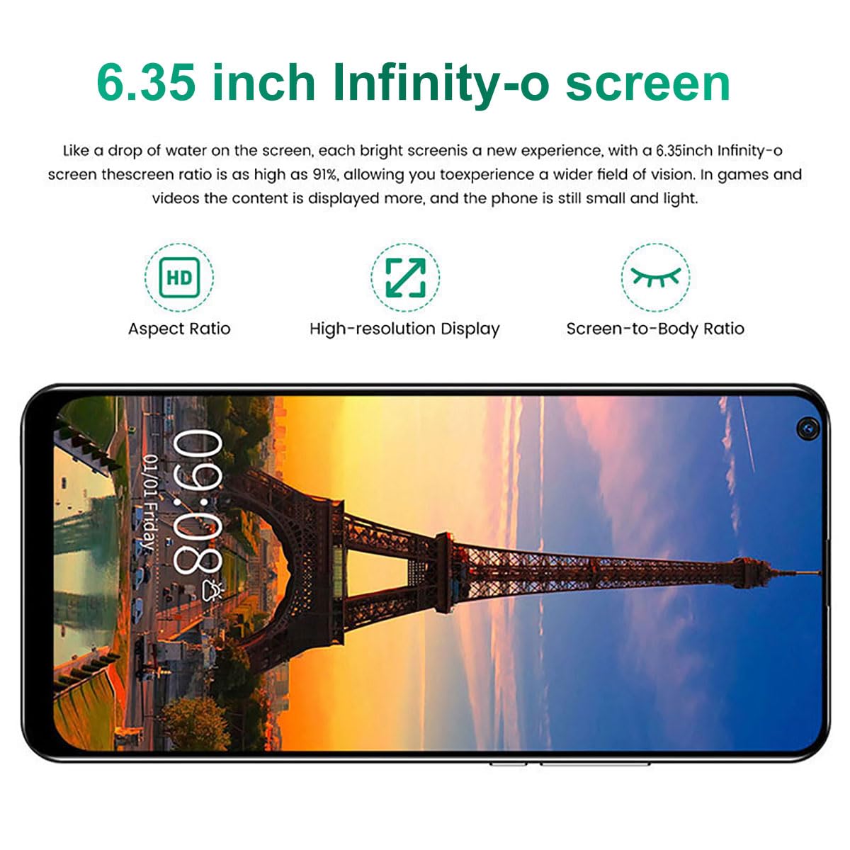 2G+32G Unlocked Android Smartphone with 6.35" HD Display W380