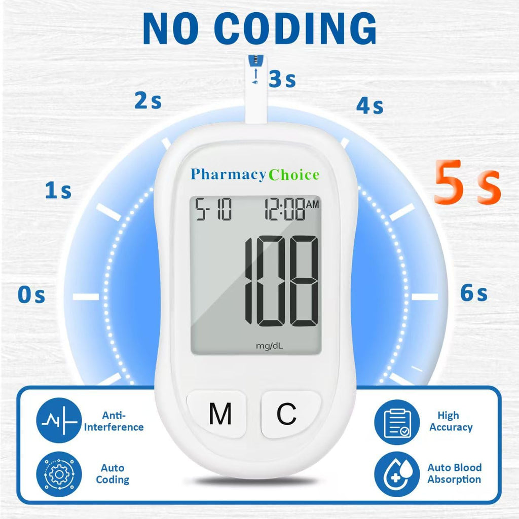 Blood Glucose Monitor Kit, 100 Strips, Meter, Lancing Device Z869
