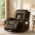 Brown PU Swivel Rocking Recliner Chair with Cup Holders B797