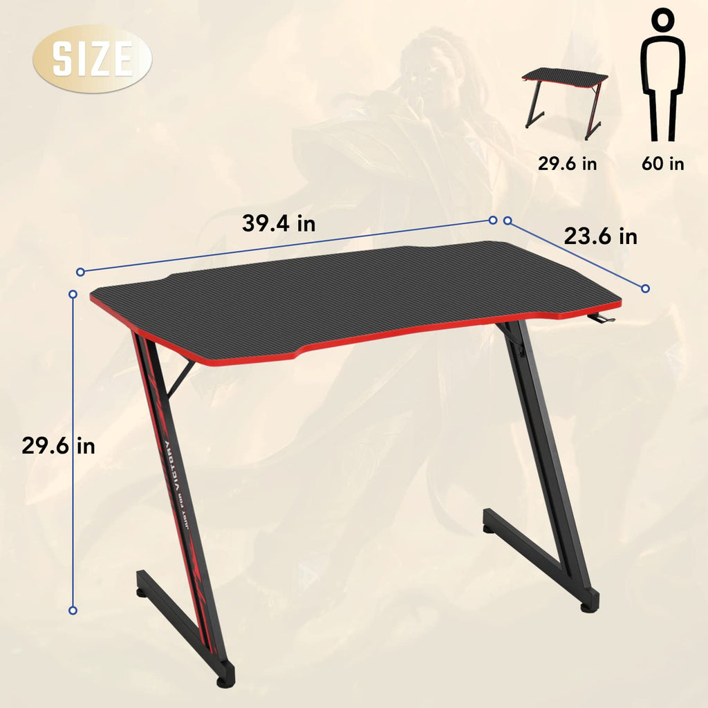 39" Red Z-Shaped Gaming Table T369