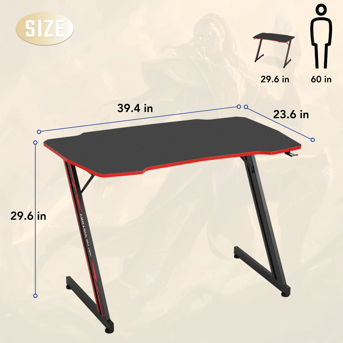 39" Red Z-Shaped Gaming Table T369