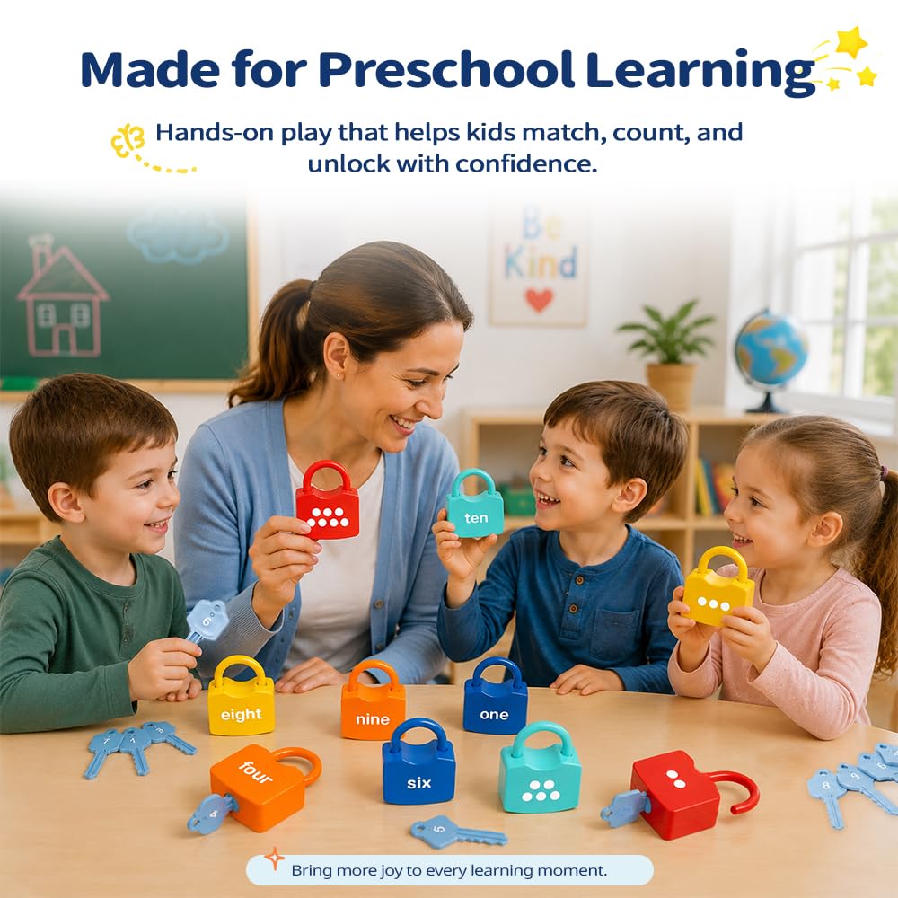 Number Learning Locks with Keys Counting Toys W8125