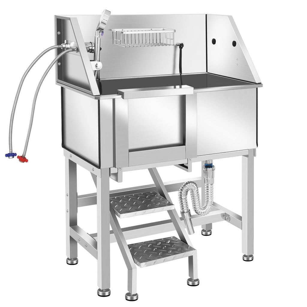 Stainless Steel Dog Grooming Tub with Stairs F654