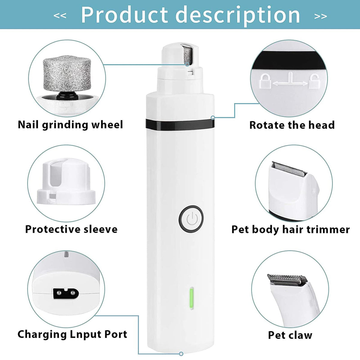 Electric Dog Clippers and Nail Grinder Grooming Kit O907088