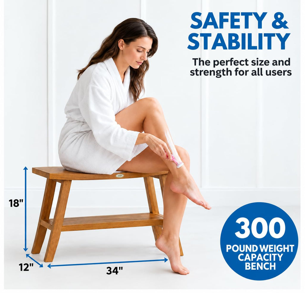 34-Inch Natural Teak Shower Bench F3969