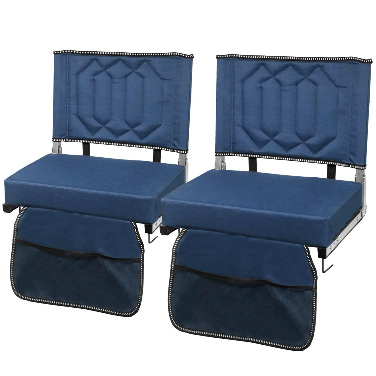 Portable Folding Stadium Seats with Back Support and Cushion, Navy, 2Pack M805090