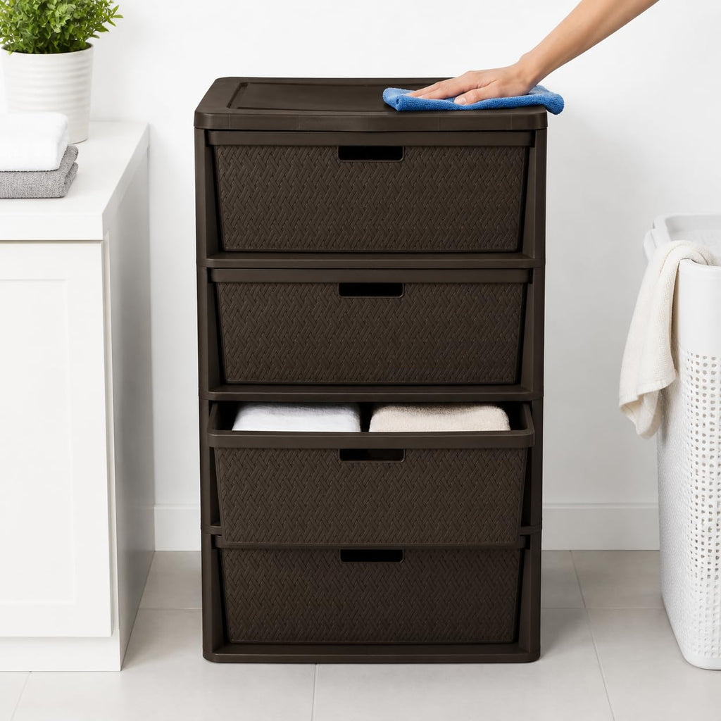 Brown 4 Drawer Plastic Storage Organizer N824598