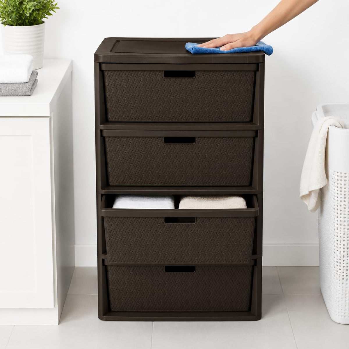 Brown 4 Drawer Plastic Storage Organizer N824598