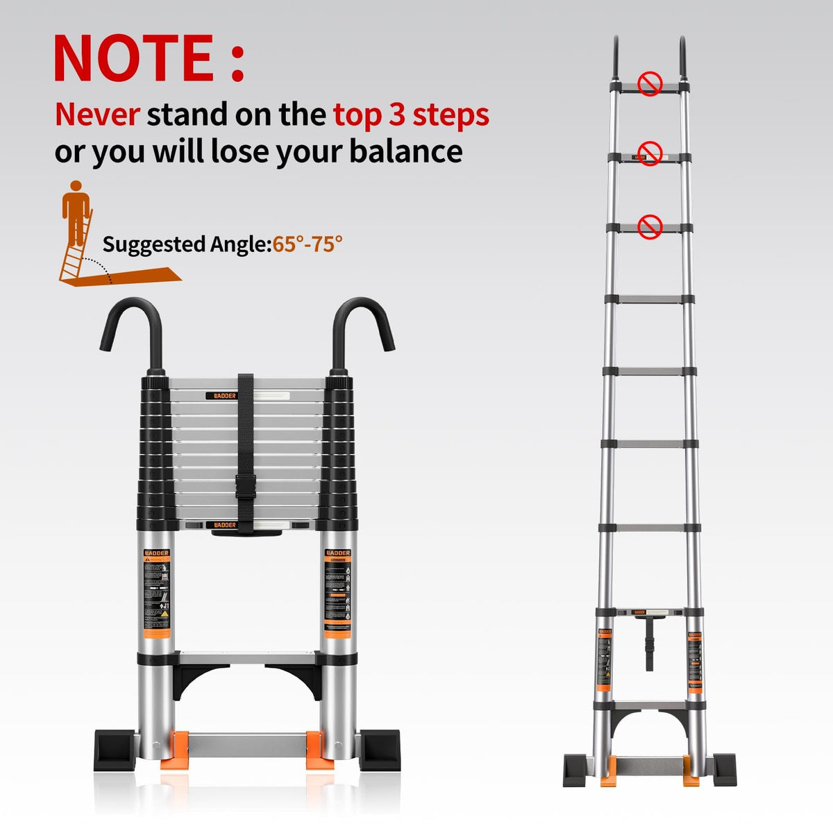 Telescoping Aluminum Ladder 330lbs Max Capacity F910914