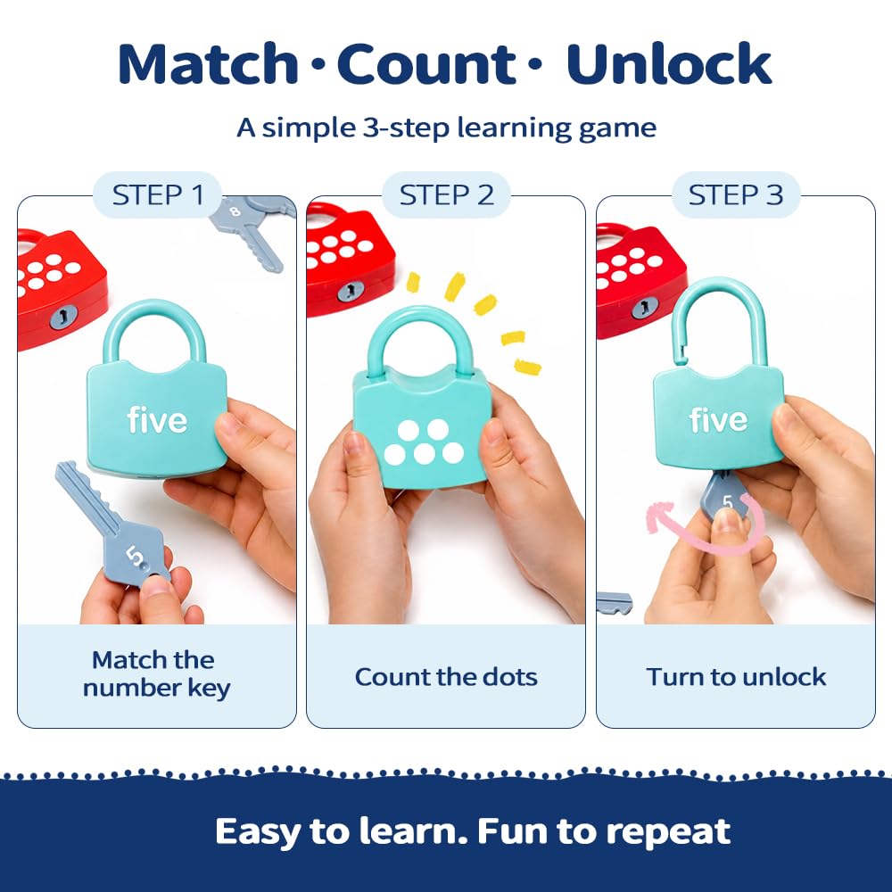 Number Learning Locks with Keys Counting Toys W8125