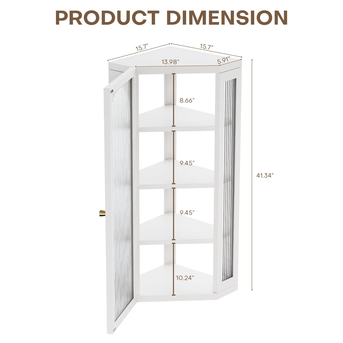 White Metal Corner Wall Cabinet with Glass Doors and Shelves Q68973