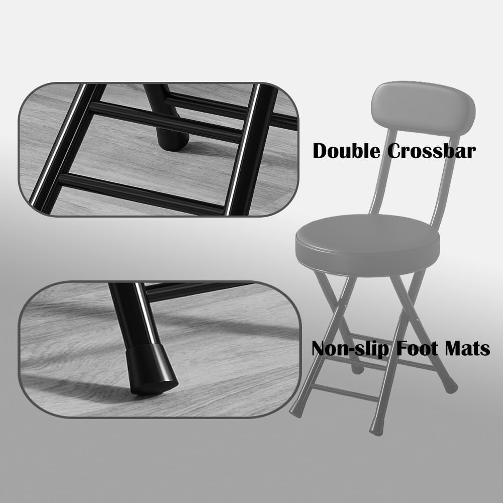 Folding Bar Stool with Backrest 18 inch Black D513