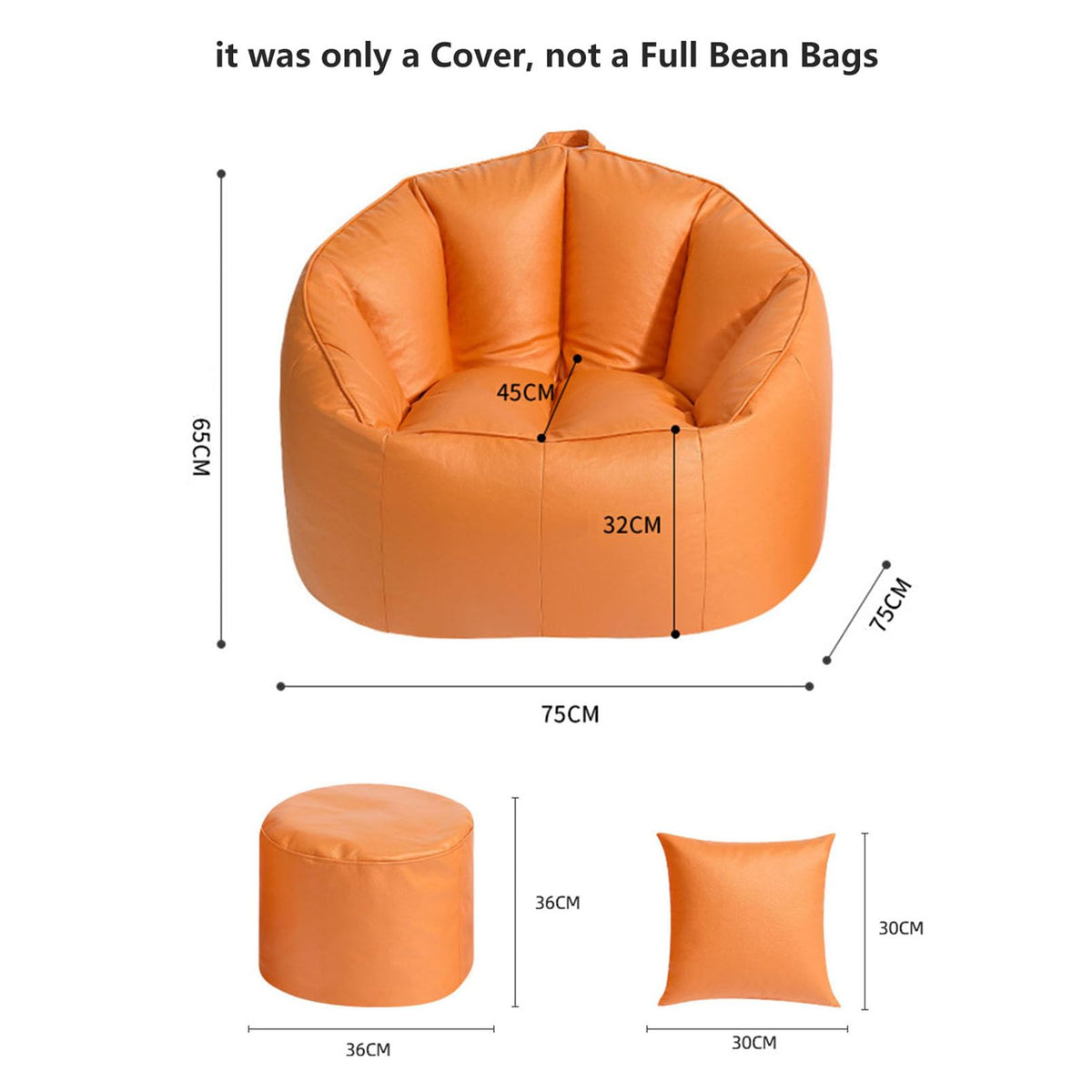 Yellow Bean Bag Chair Cover O63310