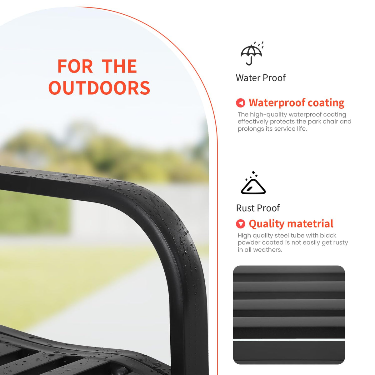 Black Outdoor Garden Bench W3579