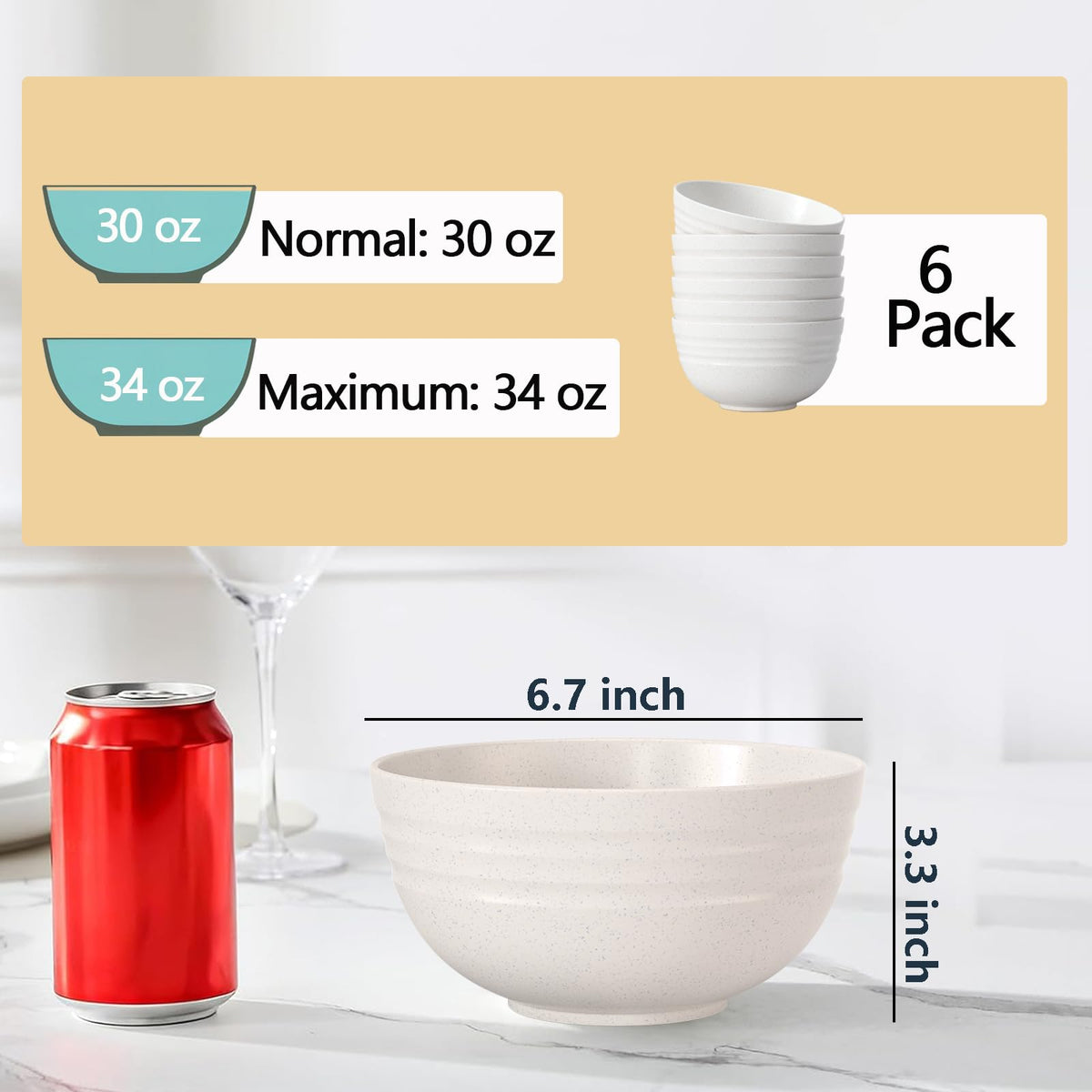 34 Oz BPA-Free Soup Bowls Set of 6 P440645