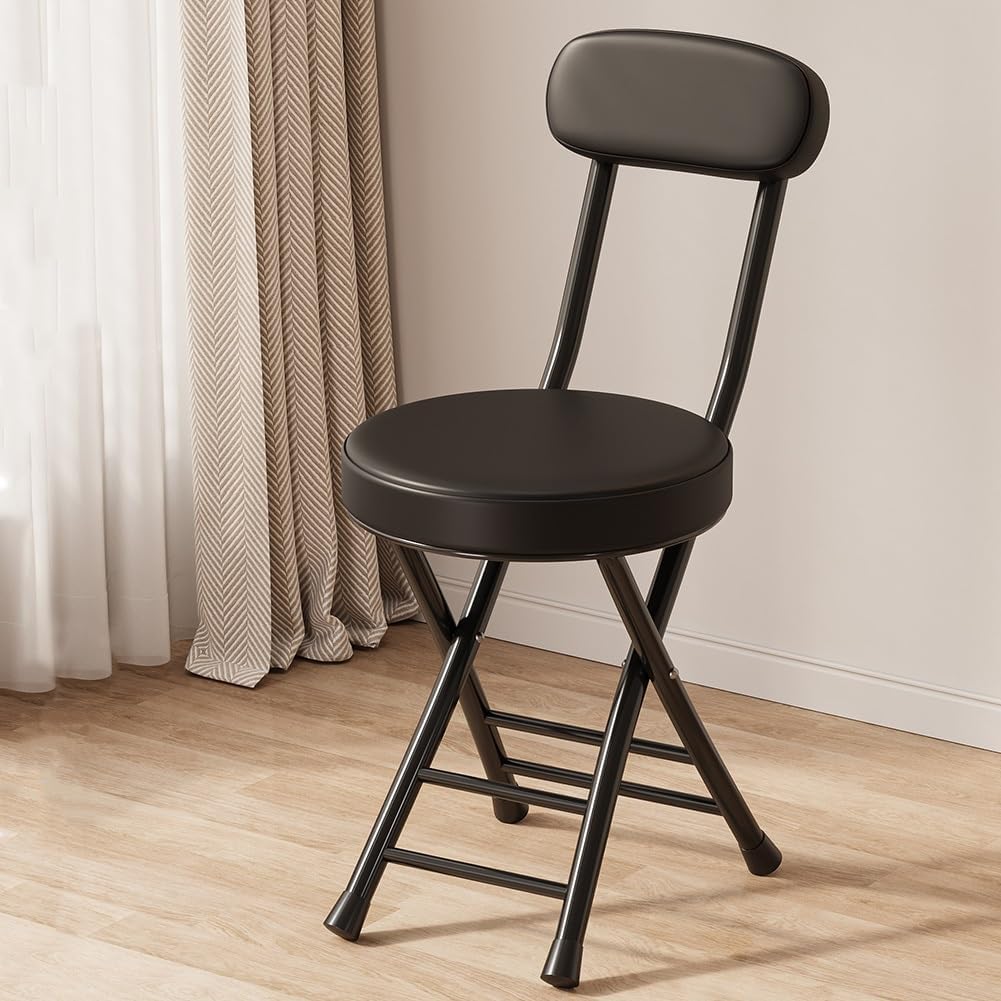 Folding Bar Stool with Backrest 18 inch Black D513