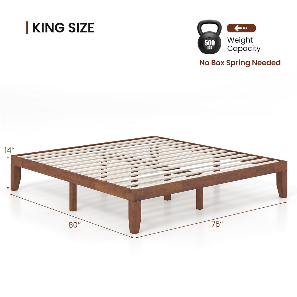 14 Inches Wood Platform Bed Frame King Size R594