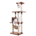 Tall 70 Inch MultiLevel Feline Activity Tower with Scratching Posts and Playhouse, Tan H321