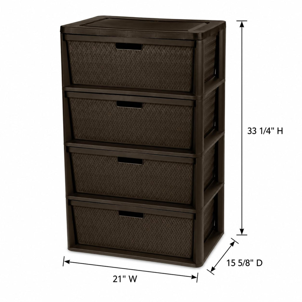 Brown 4 Drawer Plastic Storage Organizer N824598