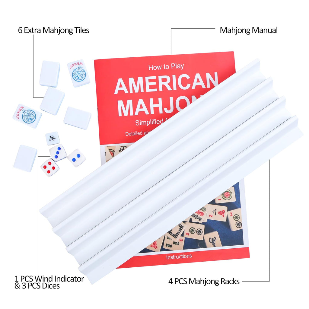Mini Mahjong Set with 166 Blue Tiles, 4 Racks & Bag F7446