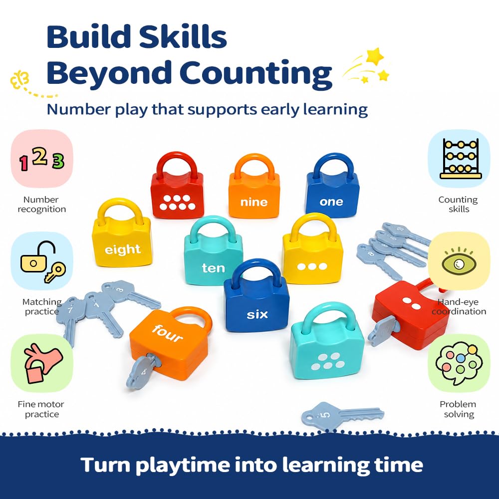 Number Learning Locks with Keys Counting Toys W8125
