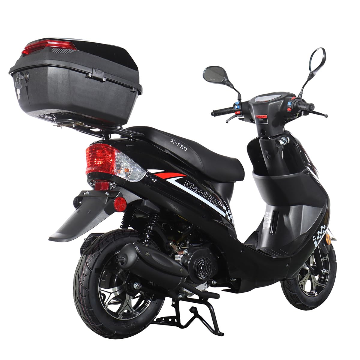 50 Gas Moped with 10" Aluminum Wheels, Rear Trunk, Electric/Kick Start, Black D77477