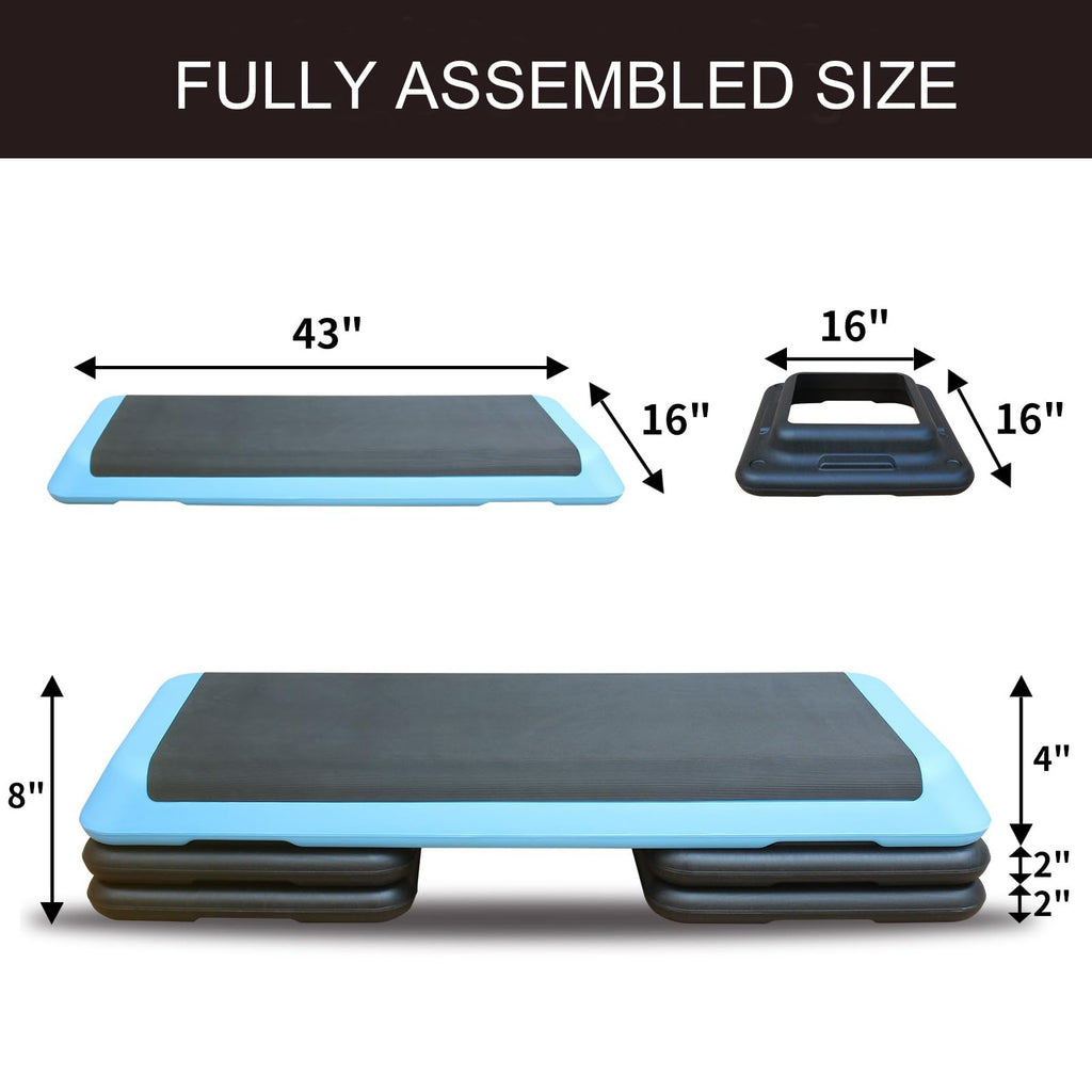 43'' Height-Adjustable Aerobic Stepper with 4 Detachable Risers I630502