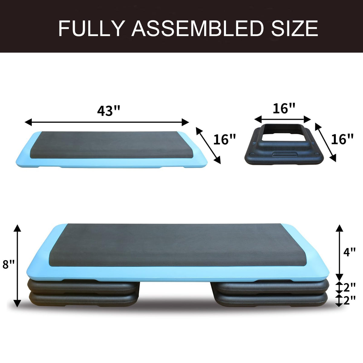 43'' Height-Adjustable Aerobic Stepper with 4 Detachable Risers I630502
