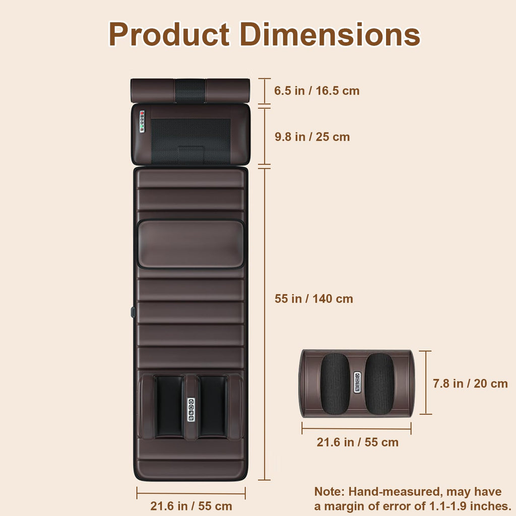 Brown Full Body Heating Massage Mat with Detachable Neck and Leg Massagers B661093