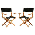2 PCS Black Solid Wood Folding Director Chairs with Armrests V4205