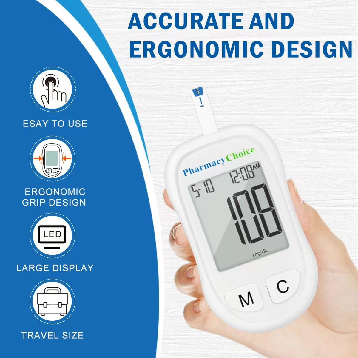 Blood Glucose Monitor Kit, 100 Strips, Meter, Lancing Device Z869