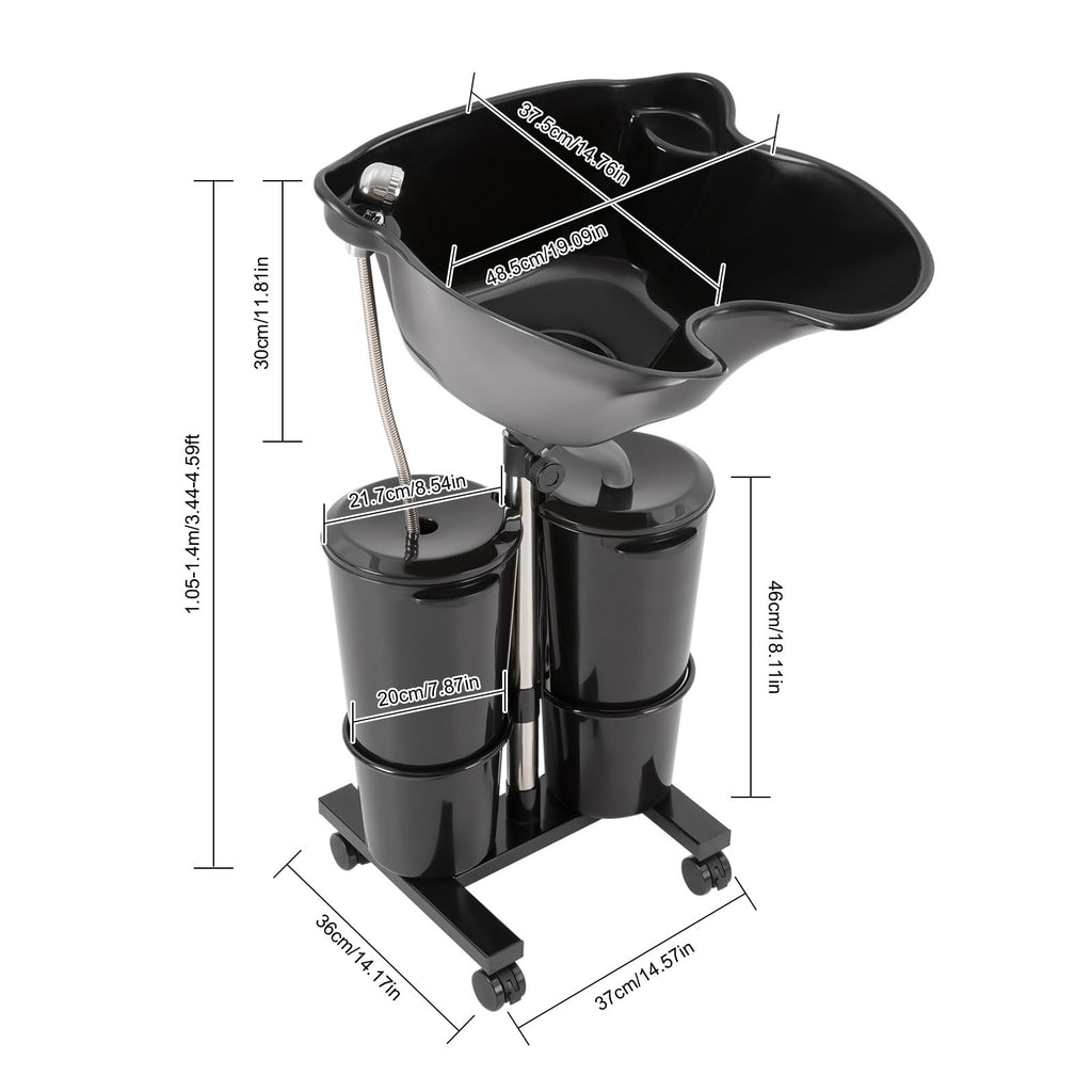 Portable Shampoo Bowl with Electric Pump, Adjustable Height, Dual Bucket Design E23851